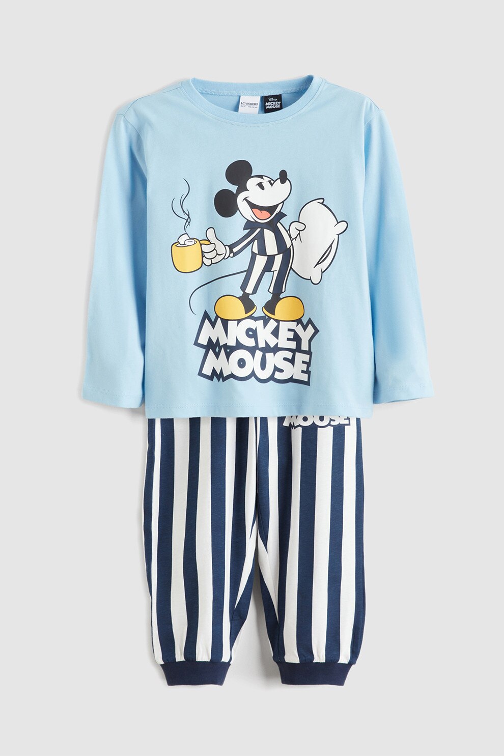 LC WAIKIKI, Pijama din bumbac cu design desene animate, Albastru, Bleumarin, 110-116 CM