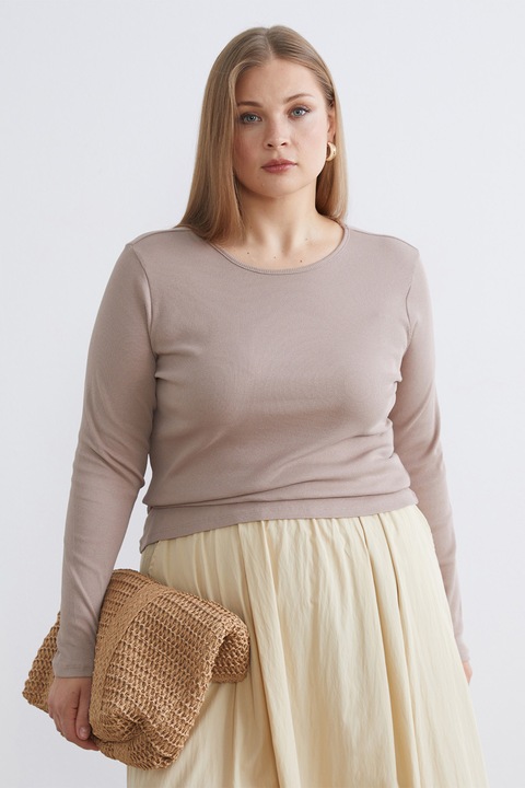 LC WAIKIKI, Bluza uni cu decolteu rotund, Maro taupe