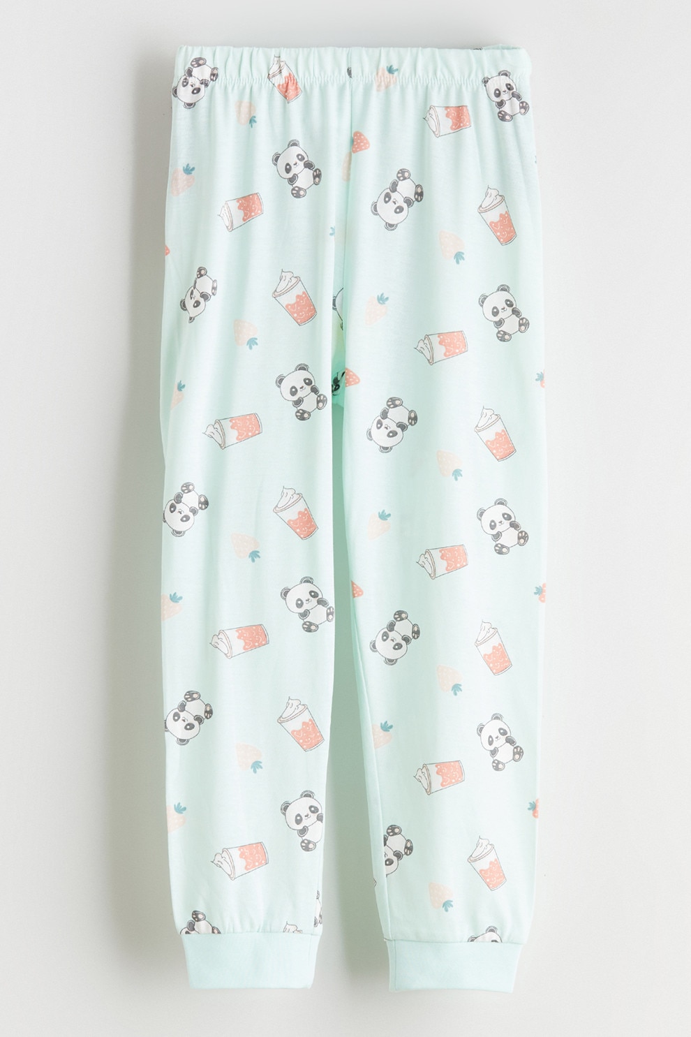 LC WAIKIKI, Pantaloni lungi de pijama cu imprimeu urs, Verde deschis, 98-104 CM