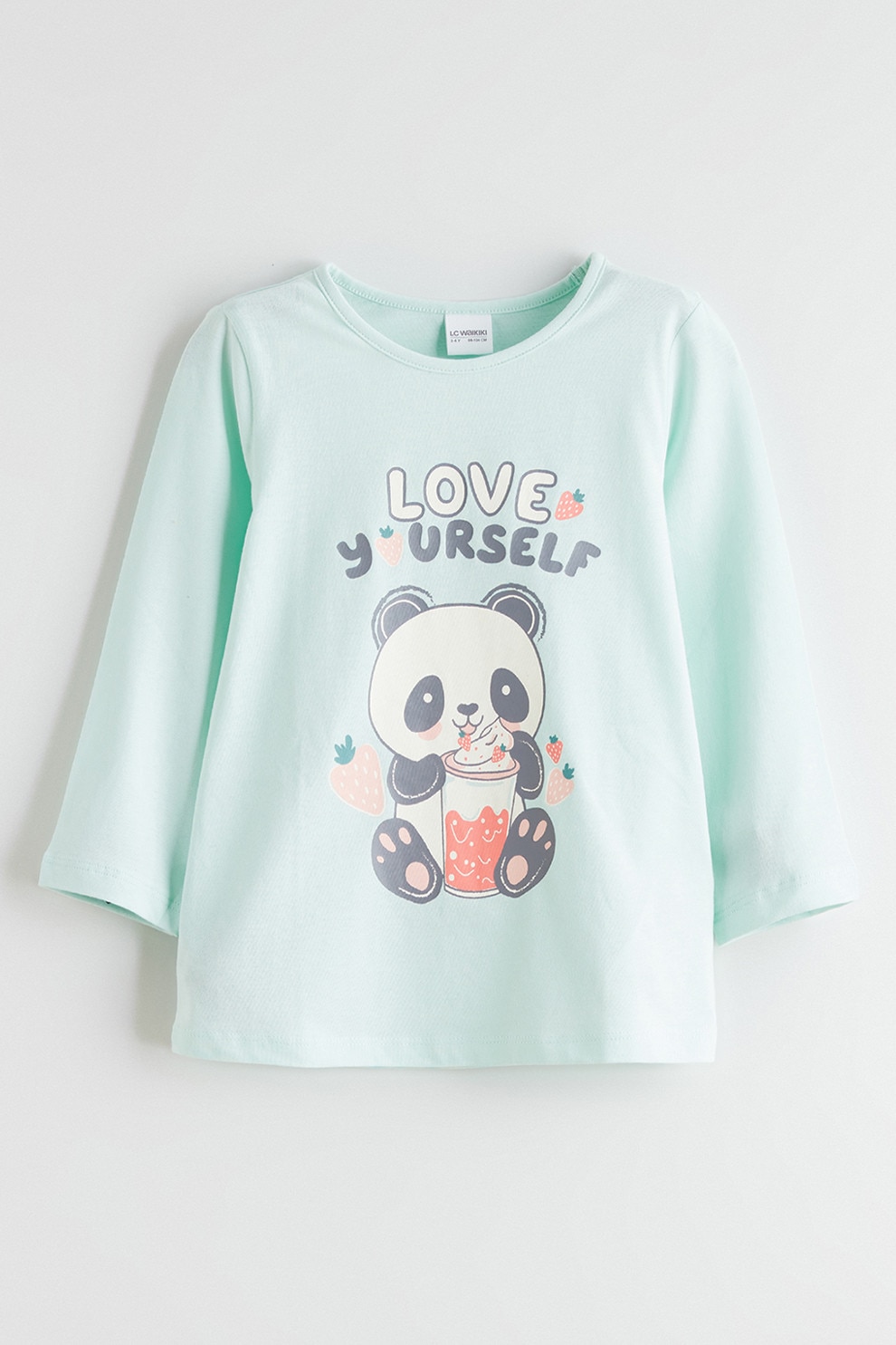 LC WAIKIKI, Bluza de pijama cu imprimeu urs, Verde deschis, 98-104 CM