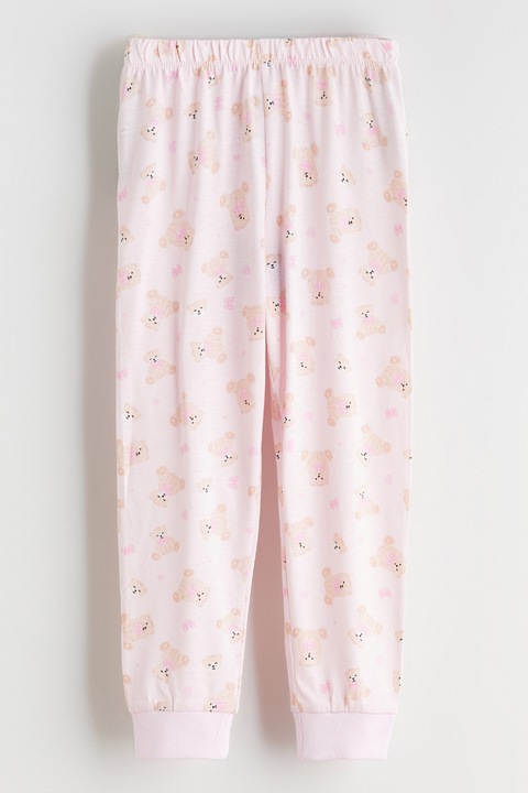 LC WAIKIKI, Pantaloni lungi de pijama cu urs, Roz pal, 92-98 CM