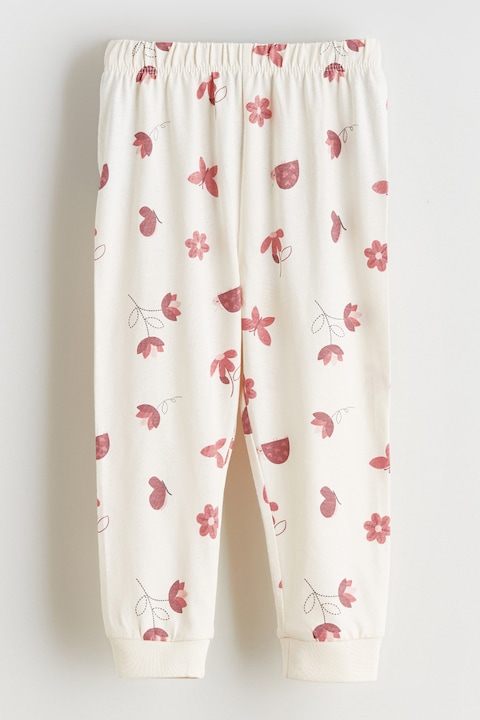 LC WAIKIKI, Pantaloni de pijama cu imprimeu grafic, Roz pal/Bej deschis