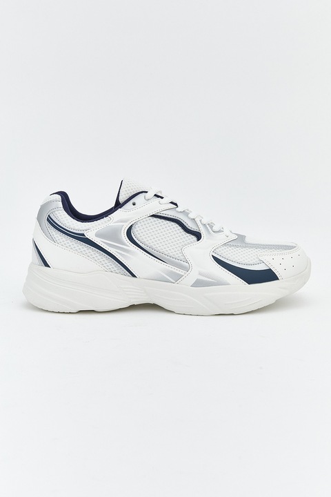 LC WAIKIKI, Pantofi sport de piele ecologica cu insertii din plasa, Alb