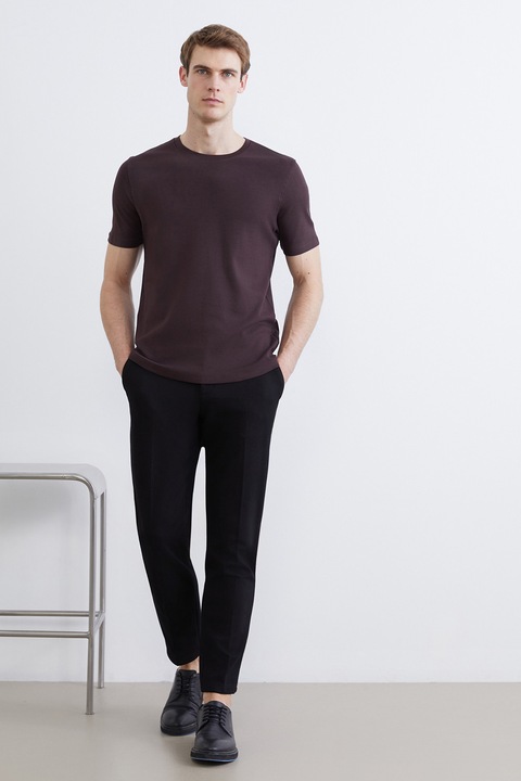 LC WAIKIKI, Pantaloni crop eleganti cu pliuri, Negru