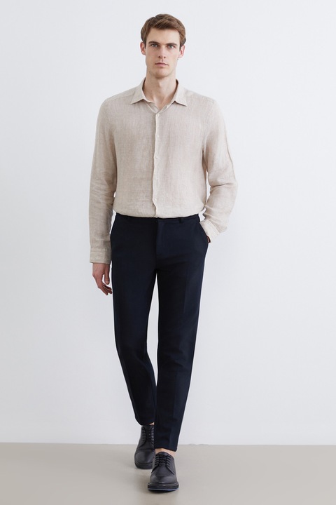 LC WAIKIKI, Pantaloni crop eleganti cu pliuri, Bleumarin