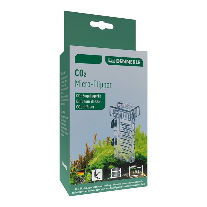 Reactor CO2 DENNERLE Micro-Flipper, 4,5x10,5x3,5cm, pentru acvarii pana la 60 litri
