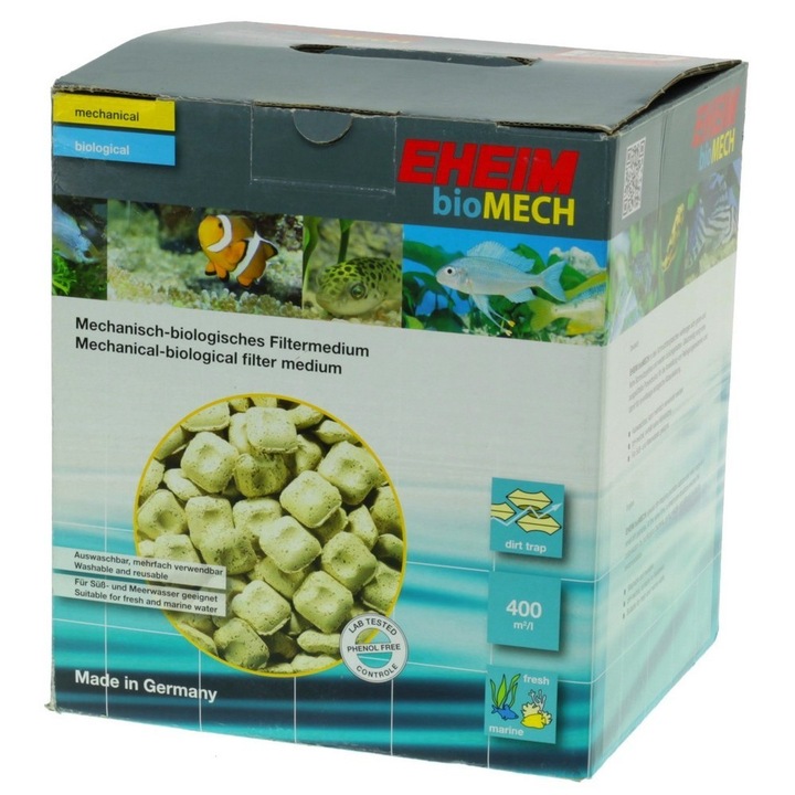Filtru acvariu EHEIM bioMECH 5 L, mecanic-biologic, reutilizabil, pentru apa dulce si sarata