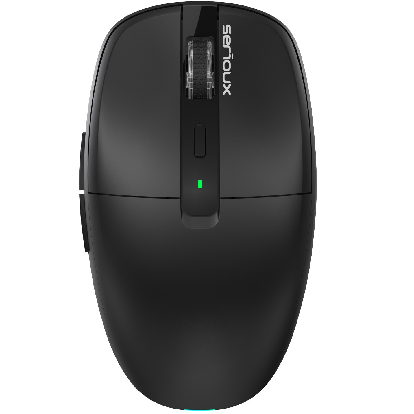 Mouse wireless Serioux 6D, receptor dual USB-A +Type-C, LED, Bluetooth, ABS, click silentios L/R, 1600 DPI, acumulator 500mAh, Negru