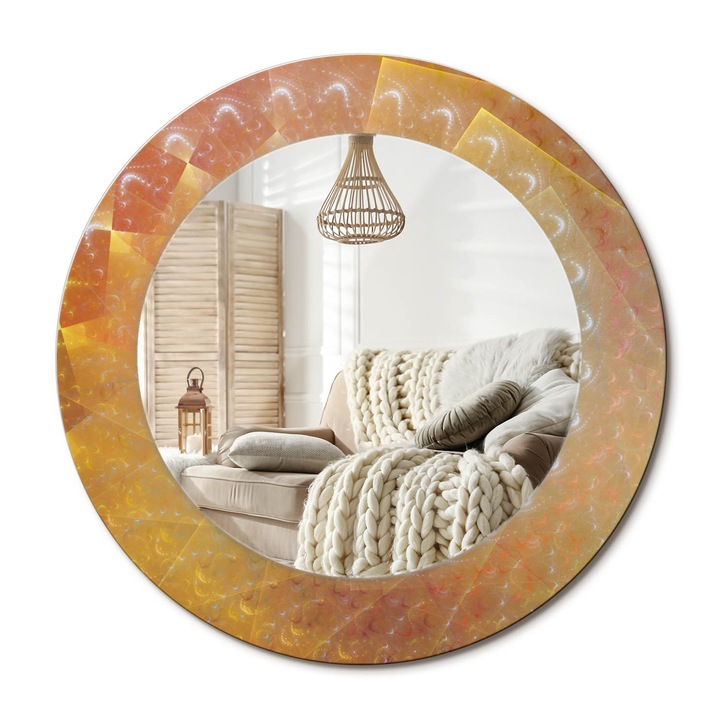 Kerek Tükör Grafikával, Decormat, Spirális Absztrakció, Többszínű, Ø50 cm, Sminkeléshez És Borotválkozáshoz, 010090550080300072561
