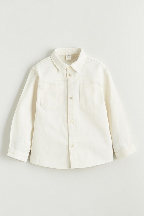 LC WAIKIKI, Jacheta-camasa din denim cu buzunare pe piept, Crem