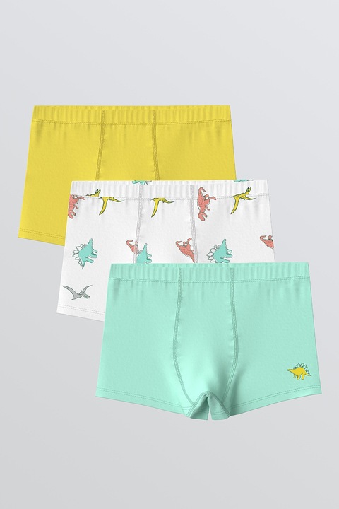 LC WAIKIKI, Set de boxeri din amestec de bumbac - 3 perechi, Alb/Galben/Verde menta