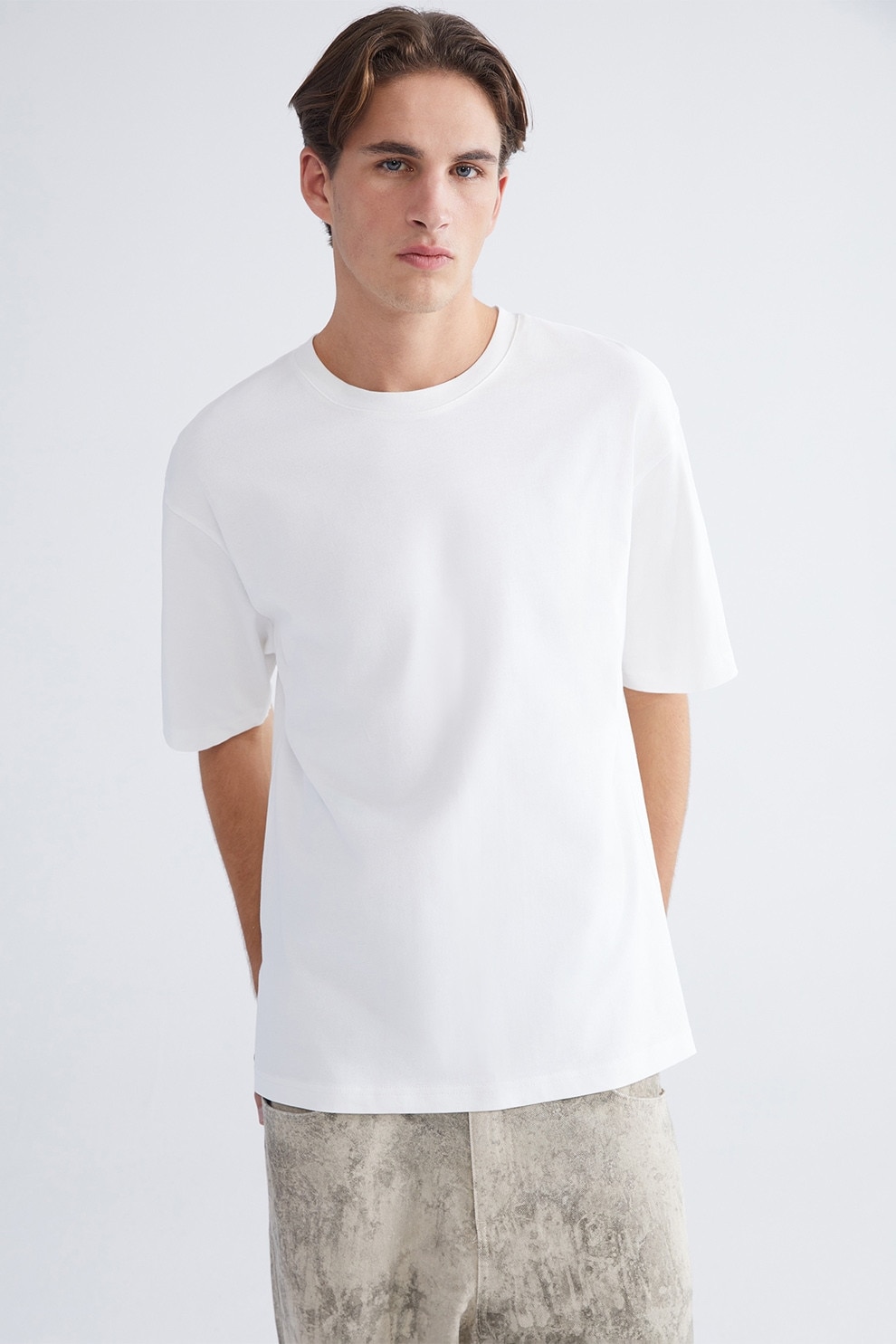 LC WAIKIKI, Tricou lejer din bumbac, Alb murdar, S