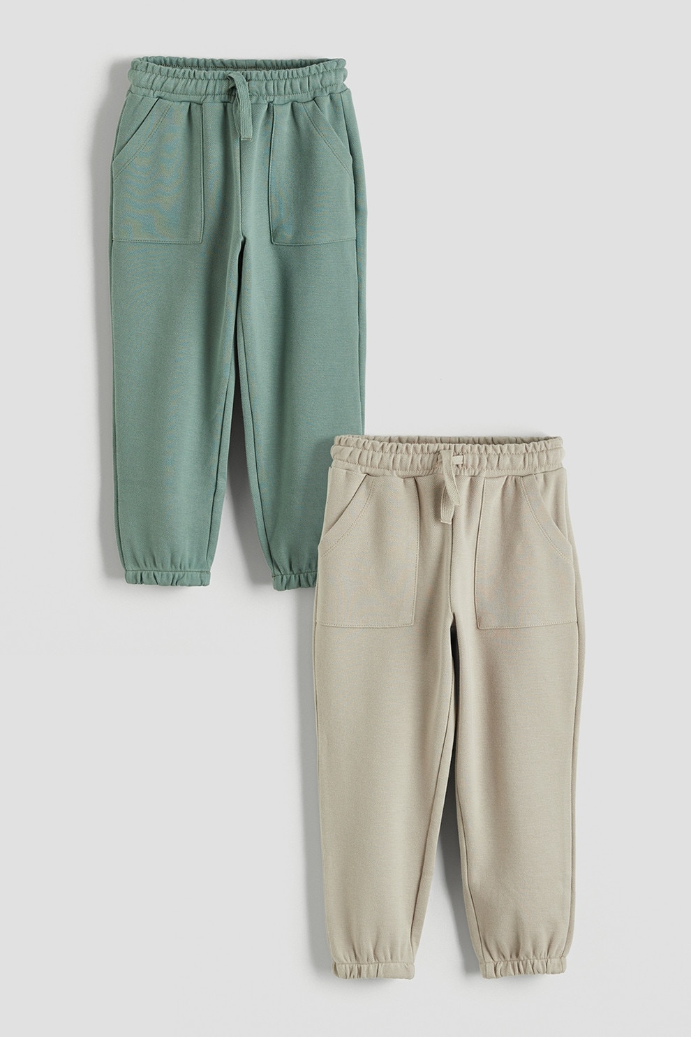 LC WAIKIKI, Set de pantaloni de trening din amestec de bumbac - 2 piese, Verde, Bej, 80-92 CM