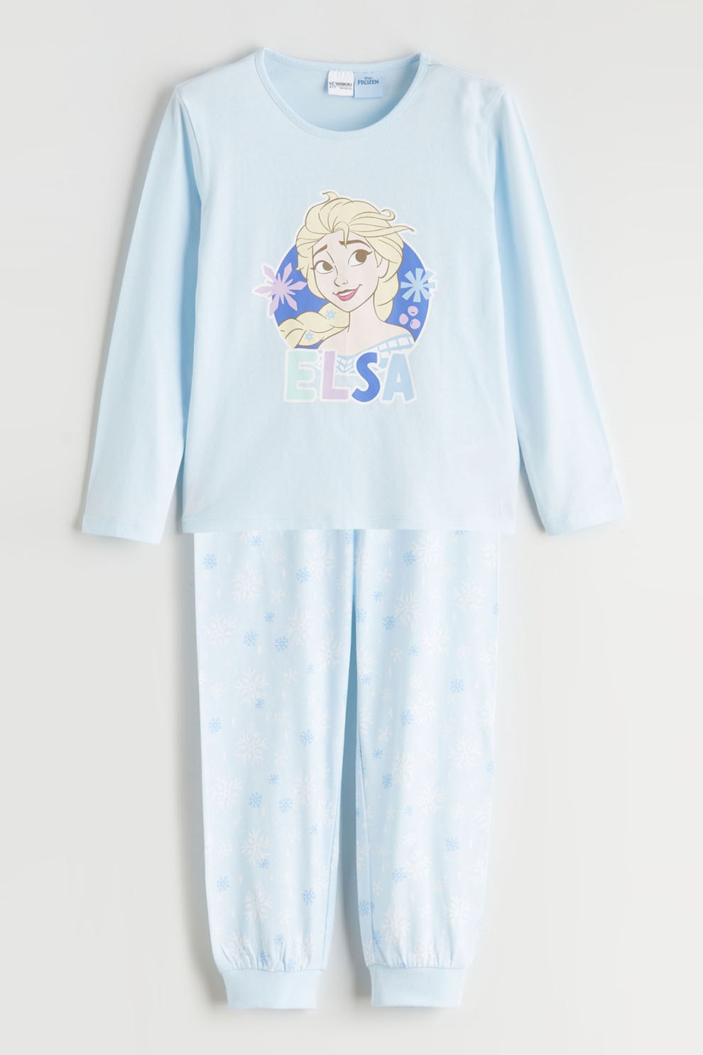 LC WAIKIKI, Pijama din bumbac cu imprimeu Elsa, Albastru deschis, 92-98 CM