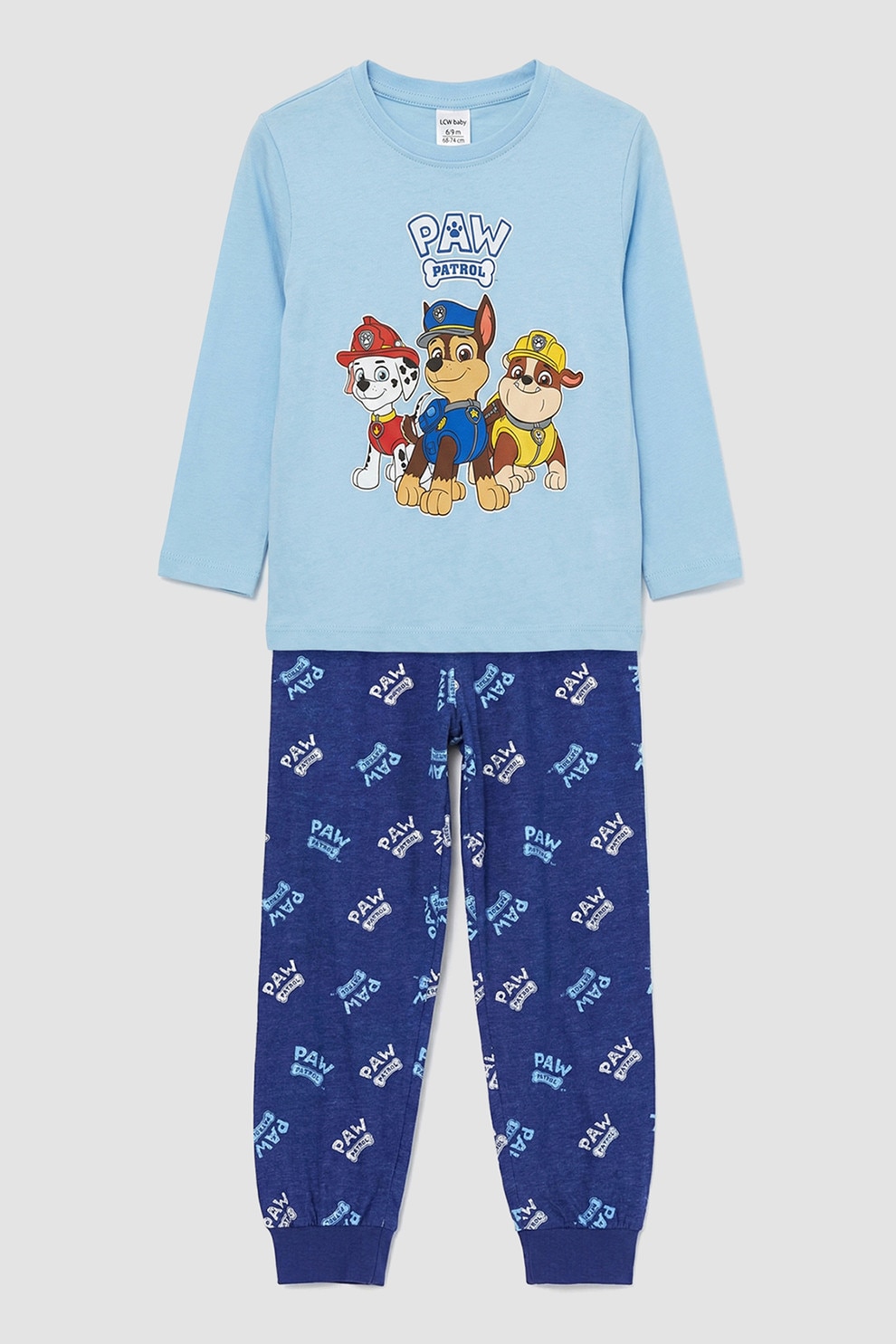 LC WAIKIKI, Pijama regular-fit cu imprimeu desene animate, Albastru deschis, Bleumarin, 98-104 CM