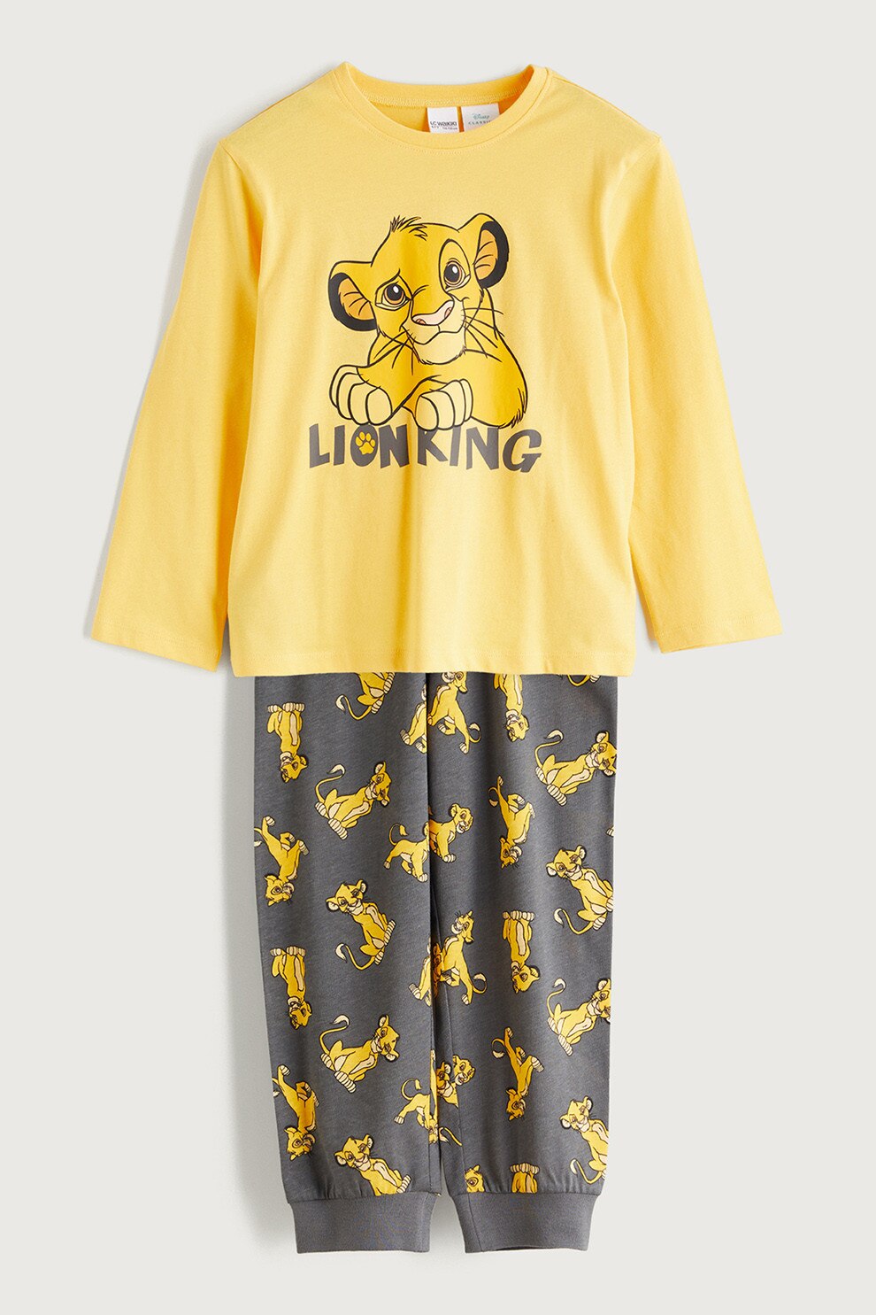 LC WAIKIKI, Pijama cu imprimeu desene animate, Galben, Kaki, 104-110 CM