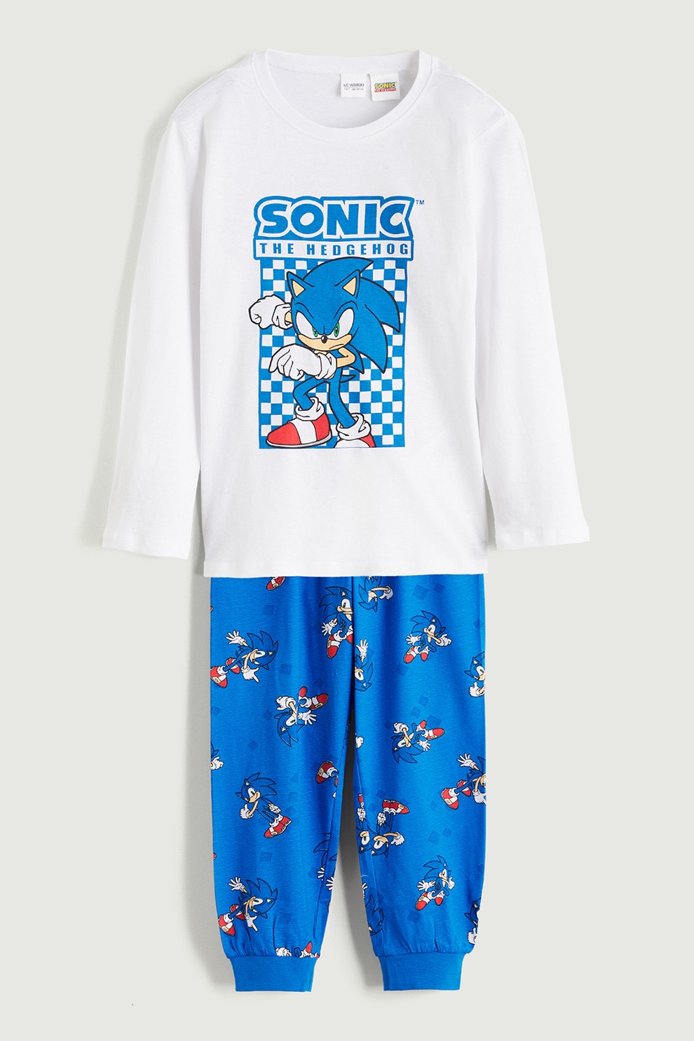 LC WAIKIKI, Pijama cu imprimeu desene animate, Alb, Albastru royal, 98-104 CM
