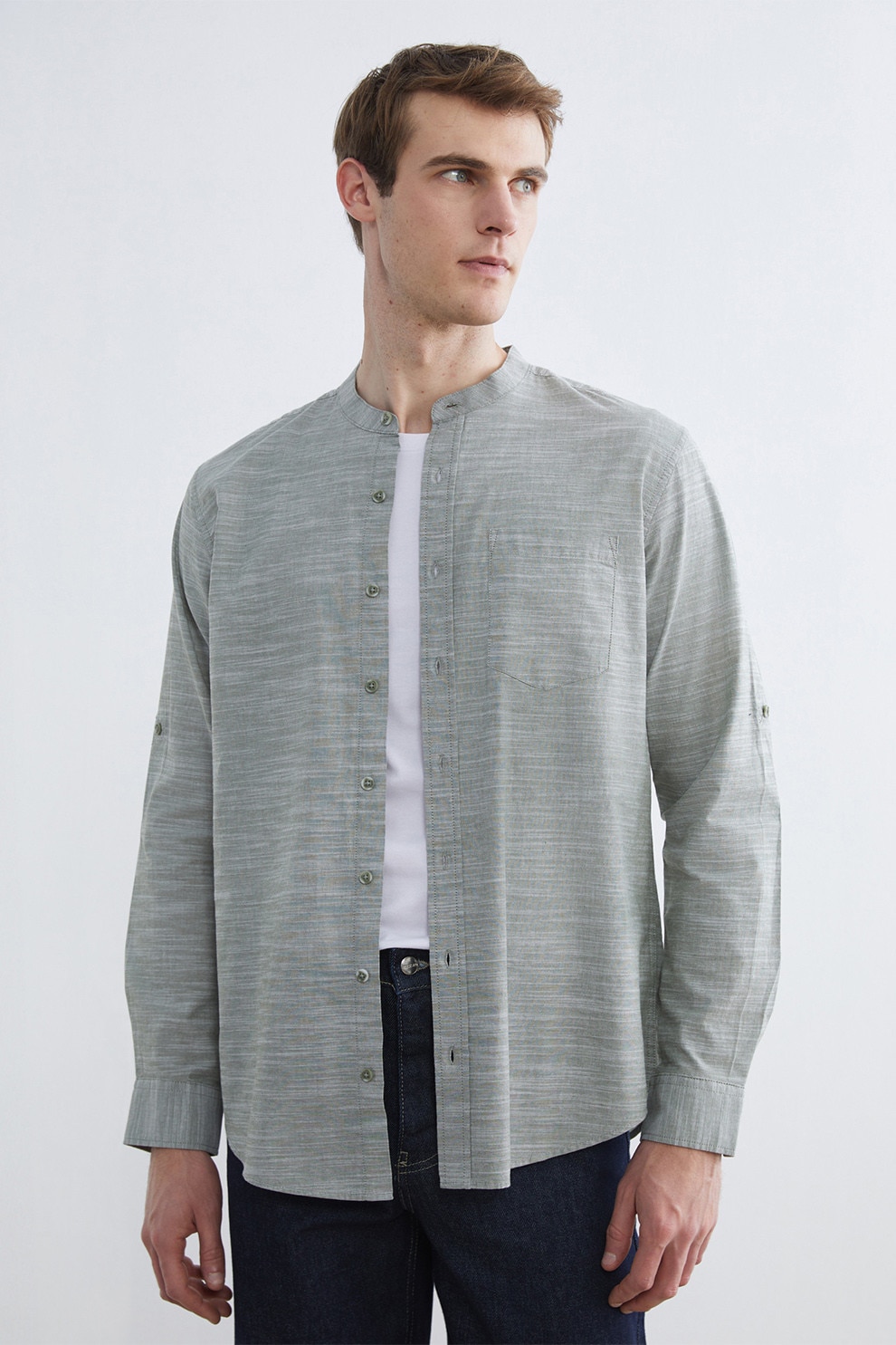 LC WAIKIKI, Camasa regular-fit cu buzunar pe piept, Verde sparanghel, XL