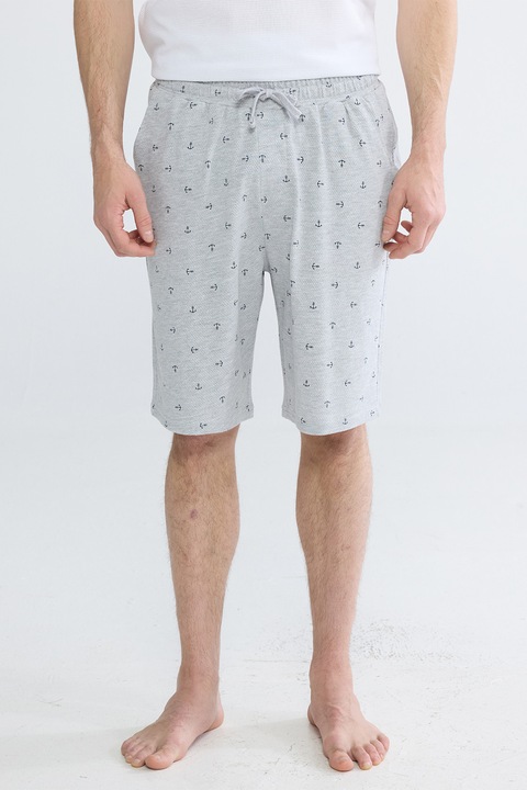 LC WAIKIKI, Pantaloni de pijama cu imprimeu grafic, Gri deschis
