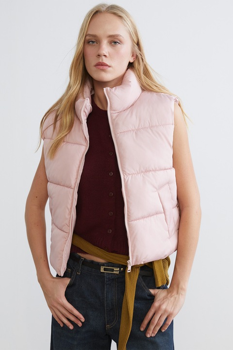 LC WAIKIKI, Vesta cu vatelina si guler inalt, Roz deschis, 36