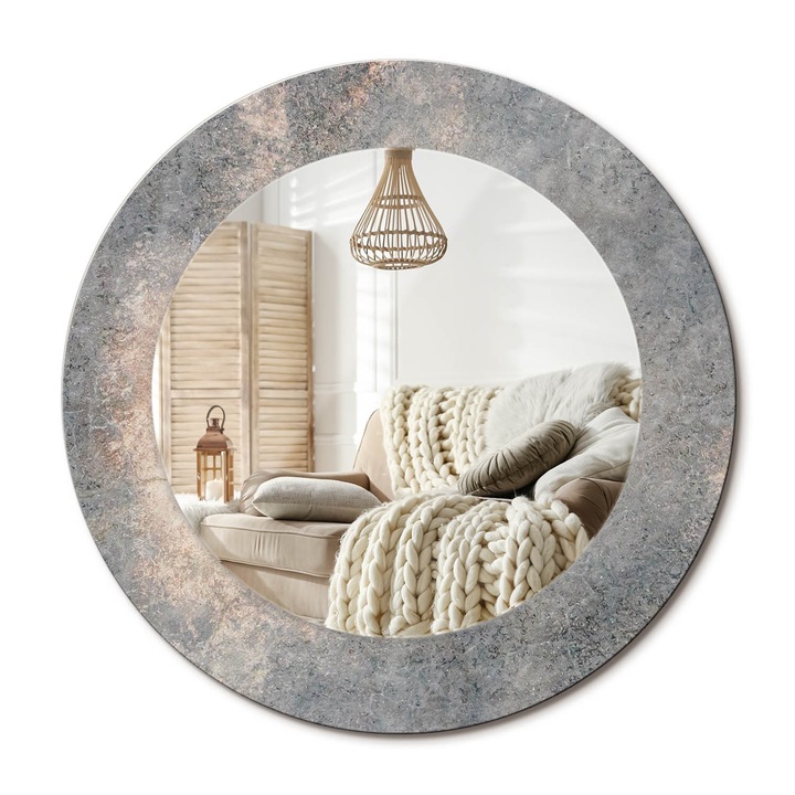Kör Tükör Grafikai Mintával, Decormat, Vintage Beton, Szürke, Ø50 cm, Előszobába És Folyosóra, 010090550080300072602