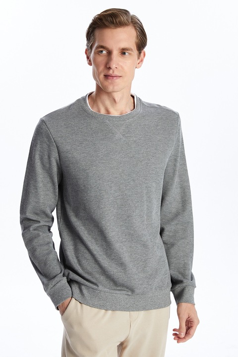 LC WAIKIKI, Bluza uni de trening cu decolteu la baza gatului, Gri melange