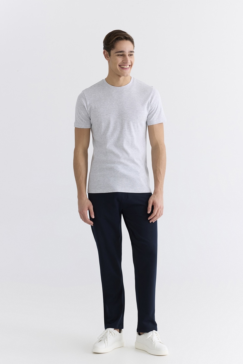 LC WAIKIKI, Pantaloni slim fit de trening cu snur si buzunare cu fermoar, Bleumarin, L