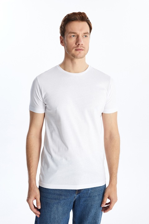 LC WAIKIKI, Tricou slim fit de bumbac, Alb optic