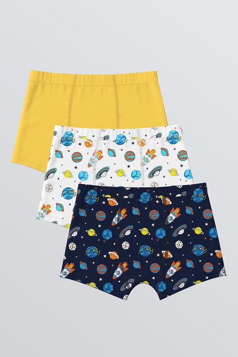 LC WAIKIKI, Set de boxeri -3 perechi, Alb/Galben/Albastru