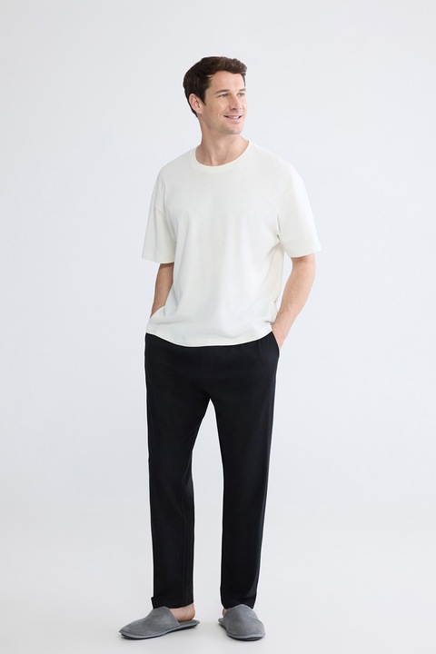 LC WAIKIKI, Pantaloni de pijama de bumbac cu snur in talie, Negru