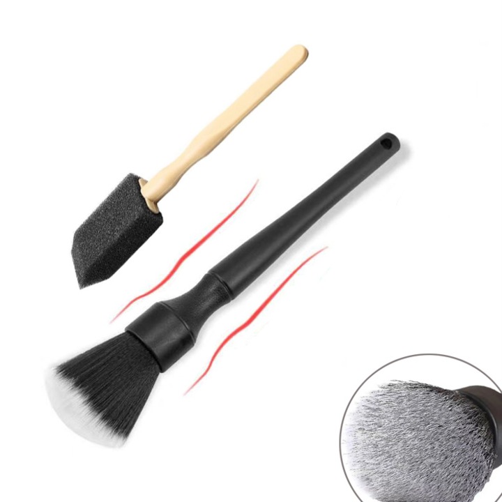 Set 2 perii curatare interior auto AeroStrideX, moale, burete, 24x5.8cm si 10x4.5cm