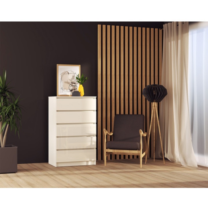 Comoda ARIA 5 sertare, 70x40x112cm, Alb
