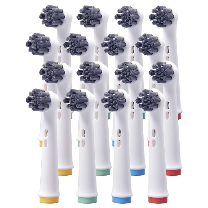 Set 16 rezerve pentru periute de dinti electrice compatibile cu Oral-B, Charcoal