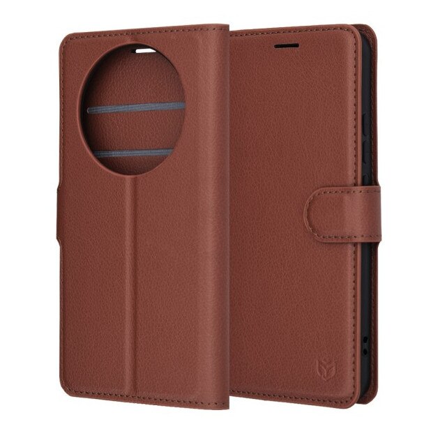 Husa Upzz® Leather Folio Compatibila cu Honor Magic 8 Lite, Magnet, Suport Card - Maro