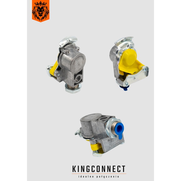 Conector pneumatic M16 cu filtru, Kingconnect, galben, pentru sisteme de franare