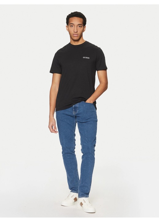 Мъжка тениска Guess, стандартна кройка, черна, 100% памук, S INTL