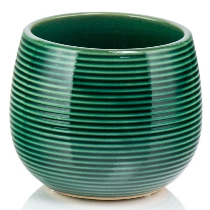 Ghiveci ceramic, DEKO, 15cm, verde, 13x15cm