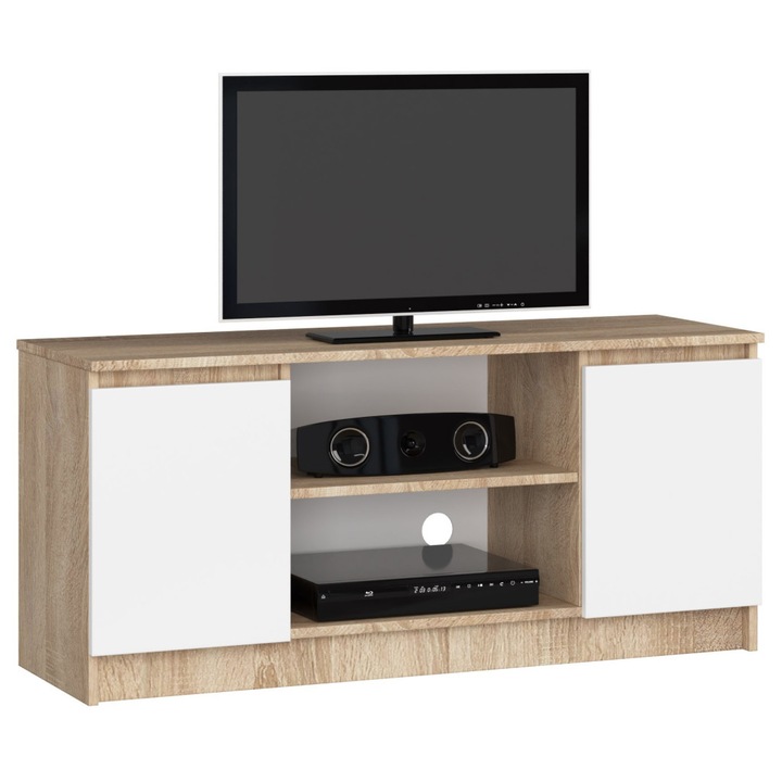 Comoda TV, Akord Furniture Factory, PAL, 120 x 55 x 40, Sonoma/Alb