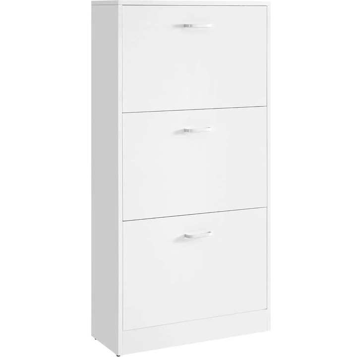 Cipőszekrény 2 harmonikaajtóval, 12-18 pár cipő számára, 60x24x120 cm, fehér