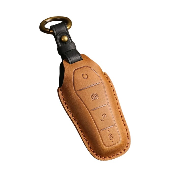 Husa cheie din piele naturală AutoTob, maro, design elegant, protecție durabilă