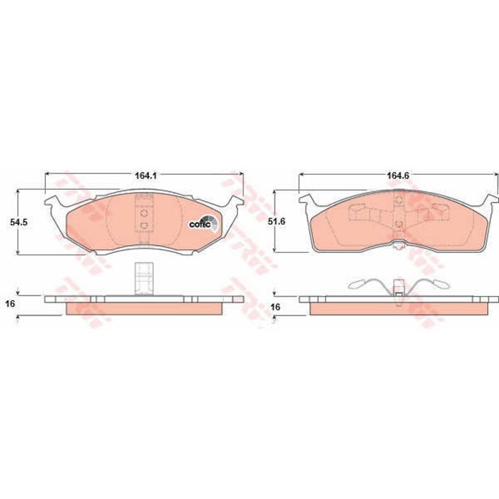 Fékbetét készlet, tárcsafék TRW GDB1236