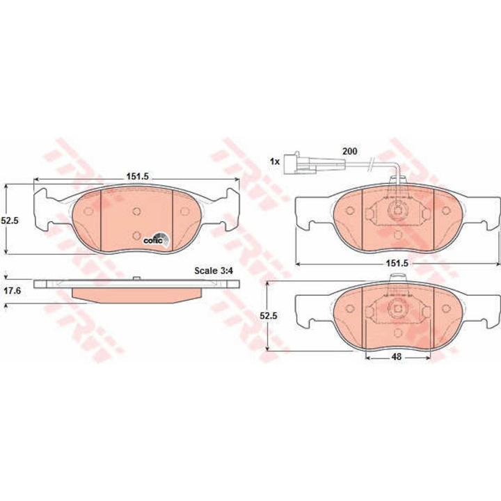 Fékbetét készlet, tárcsafék TRW GDB1291