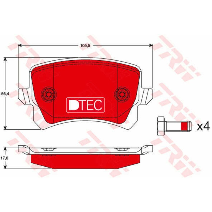 Fékbetét készlet, tárcsafék TRW GDB1763DTE