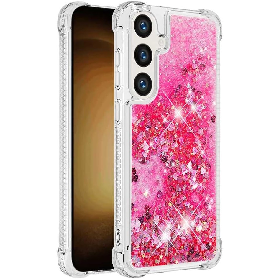 Husa compatibila cu Samsung Galaxy A16, cu Apa si Sclipici, Roz, Antisoc, Glitter, Fashion, protectie camera, PlanetPhone