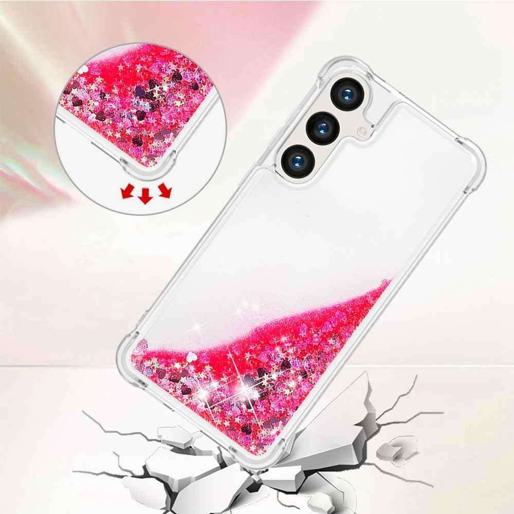 Husa compatibila cu Samsung Galaxy A16, cu Apa si Sclipici, Roz, Antisoc, Glitter, Fashion, protectie camera, PlanetPhone