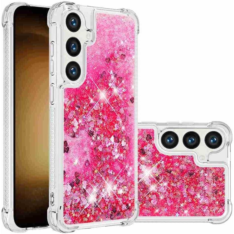 Husa compatibila cu Samsung Galaxy A16, cu Apa si Sclipici, Roz, Antisoc, Glitter, Fashion, protectie camera, PlanetPhone
