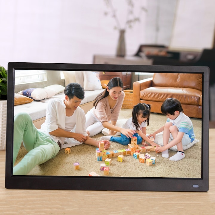 Rame foto digitale, Generic, 15.6 inch, 1920x1080, suport USB/SD, negru