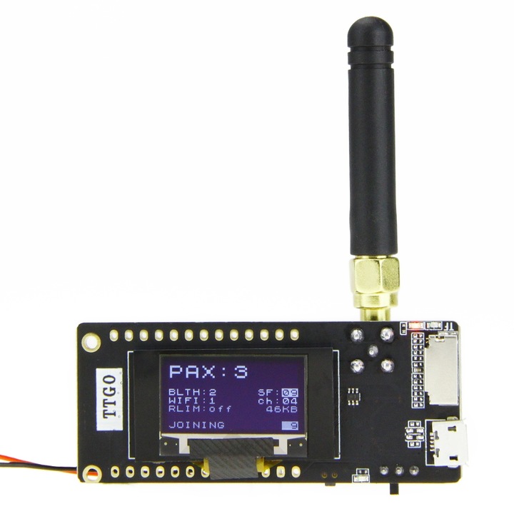 Modul wireless TTGO LORA32 V2.1, 433MHz, cu antena, 0.96 inch OLED, Bluetooth, WiFi