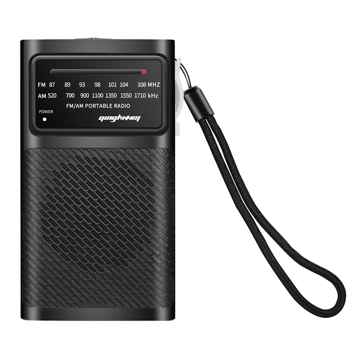Radio portabil FM/AM cu clip de prindere, Generic, J-180, 127x69x26mm, negru