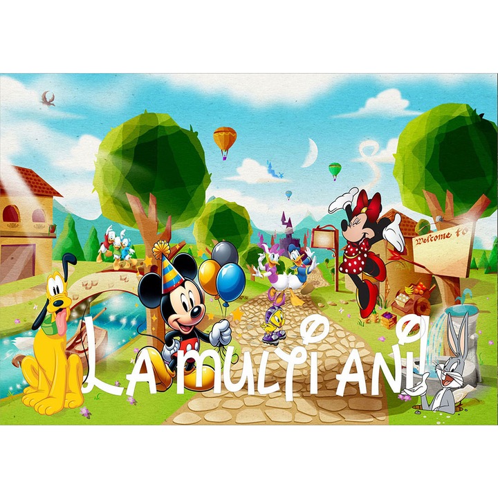 Fototapet aniversar, autoadeziv, Disney, multicolor, 80x120 cm LMA1